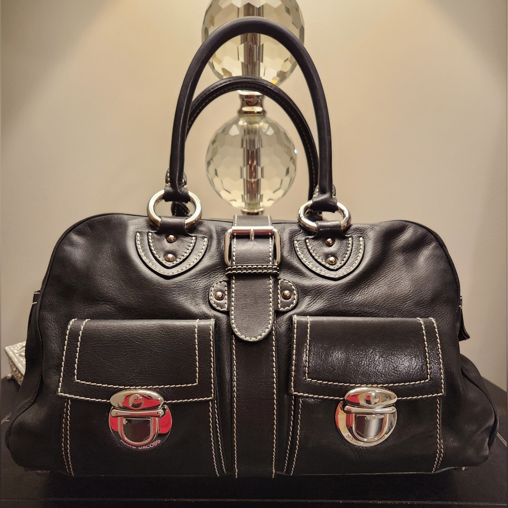 Marc Jacobs Black Leather Satchel with Silver Details - Picture 6 of 16